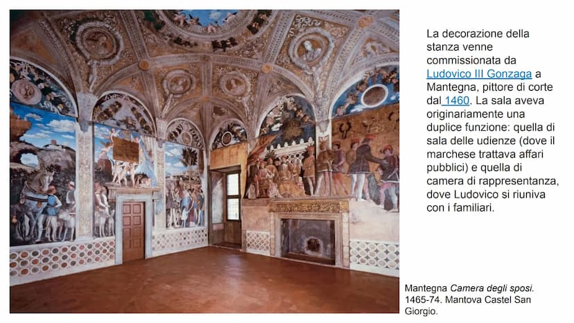 ●
●
●
Andrea Mantegna
1431-1506
Formazione presso la bottega di F. Squarcione (artista molto
discusso e appassionato arte antica), per sfrut