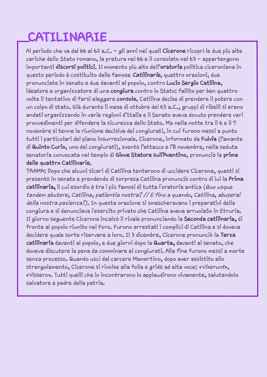 Cicerone
la vita
Marco Tullio Cicerone nacque ad Arpino il 3 gennaio
del 106 a.C.
Apparteneva a una famiglia equestre di agiate
condizioni e