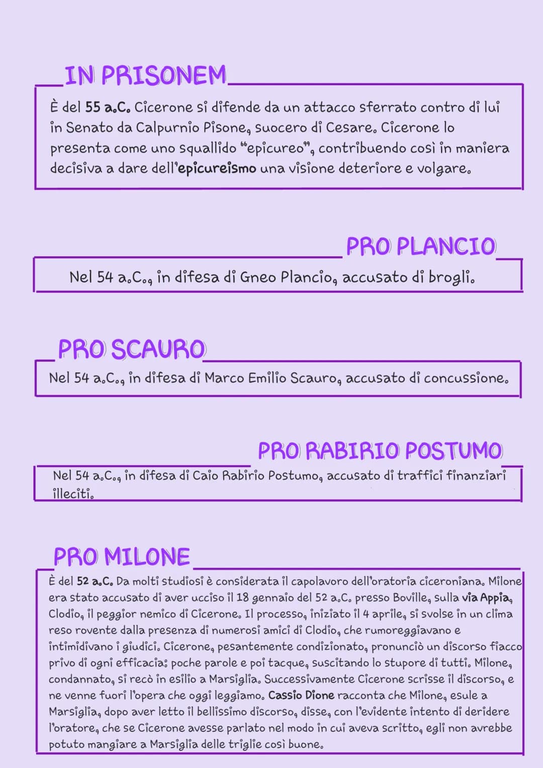 Cicerone
la vita
Marco Tullio Cicerone nacque ad Arpino il 3 gennaio
del 106 a.C.
Apparteneva a una famiglia equestre di agiate
condizioni e