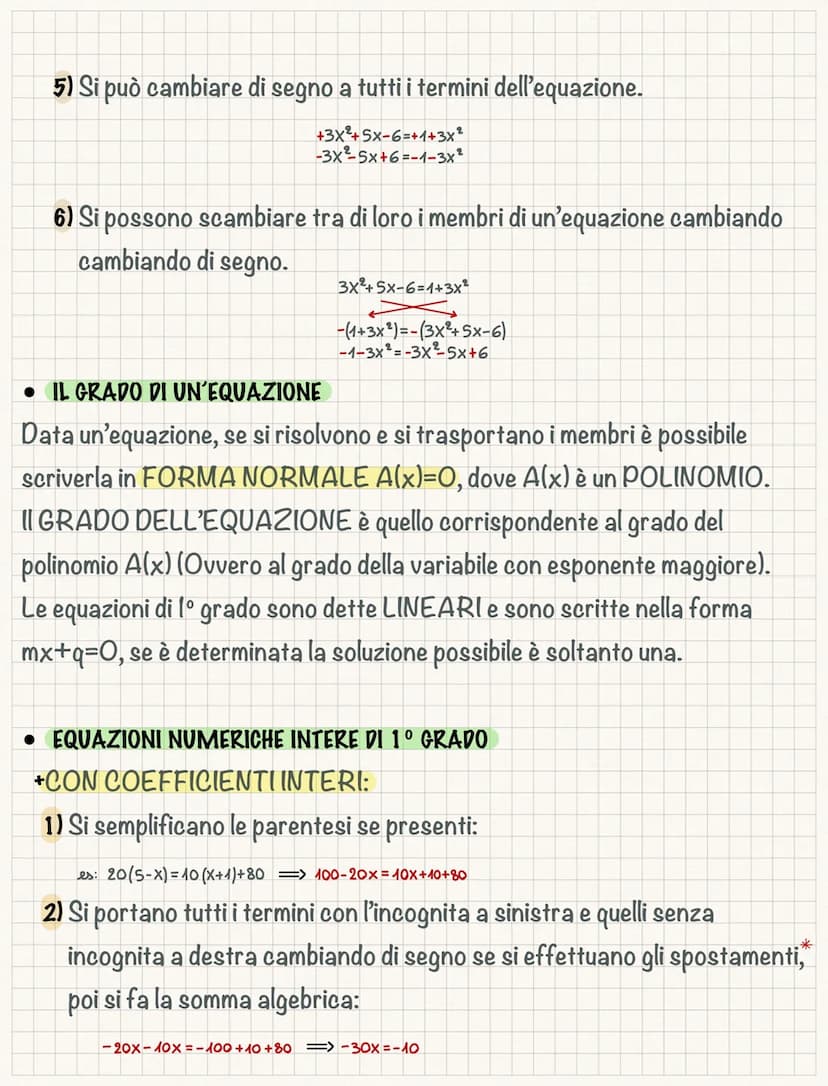Le equazioni
Si chiama EQUAZIONE un'uguaglianza tra 2 espressioni algebriche che
contengono almeno un'INCOGNITA di cui si deve trovare il ri
