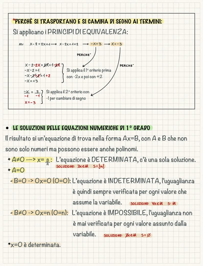 Le equazioni
Si chiama EQUAZIONE un'uguaglianza tra 2 espressioni algebriche che
contengono almeno un'INCOGNITA di cui si deve trovare il ri