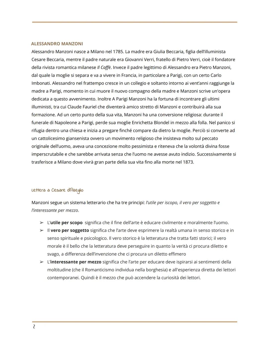 Il Romanticismo - Alessandro Manzoni e Giacomo Leopardi
CARATTERI GENERALI DEL ROMANTICISMO
Il romanticismo è una corrente filosofica, lette