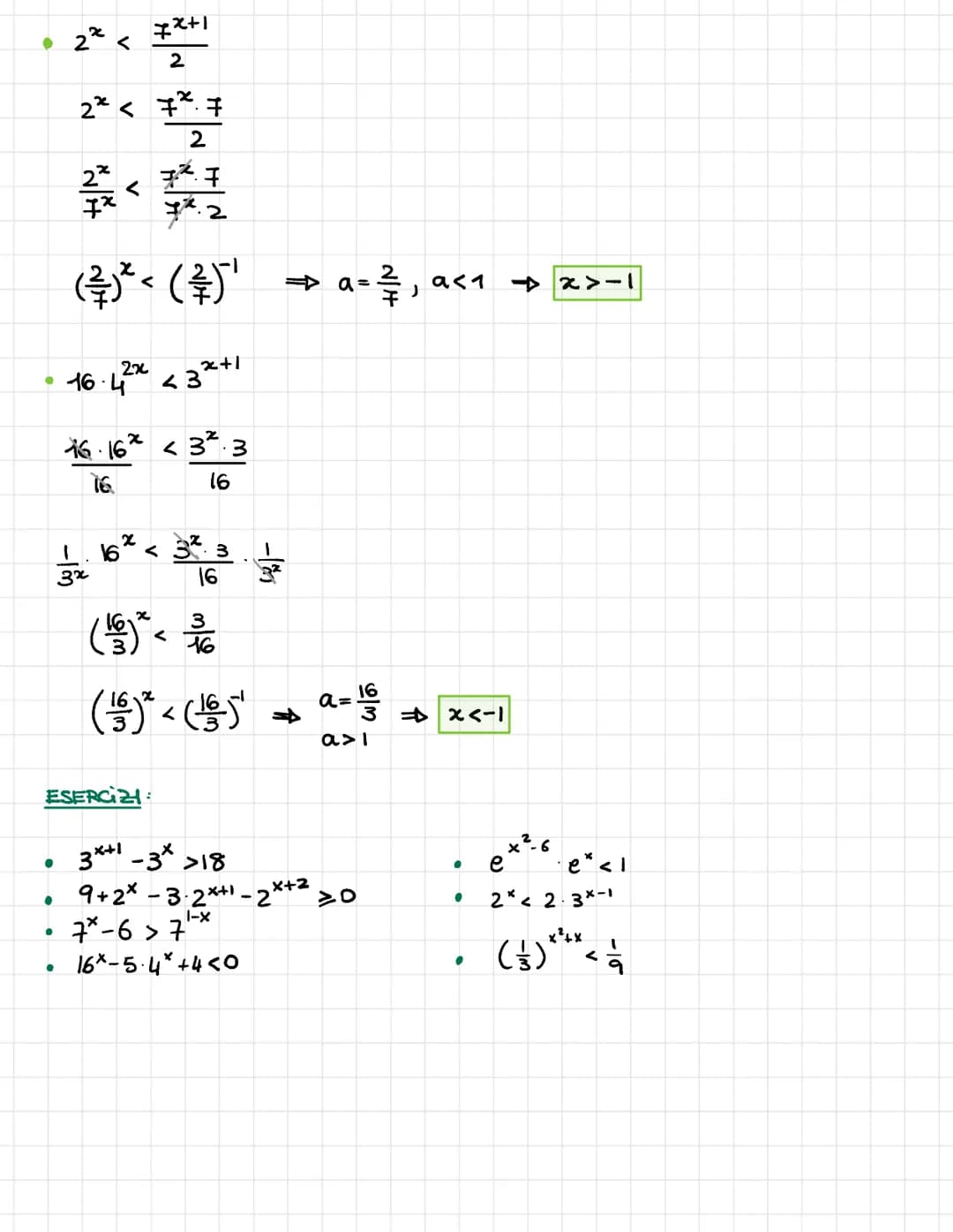 FUNZIONE ESPONENZIALE
Si chiama funzione esponenziale ogni funzione della forma
0<a<1
a = 1
a> 1
Si distinguono 3 casi ←
Tracciamo il grafic