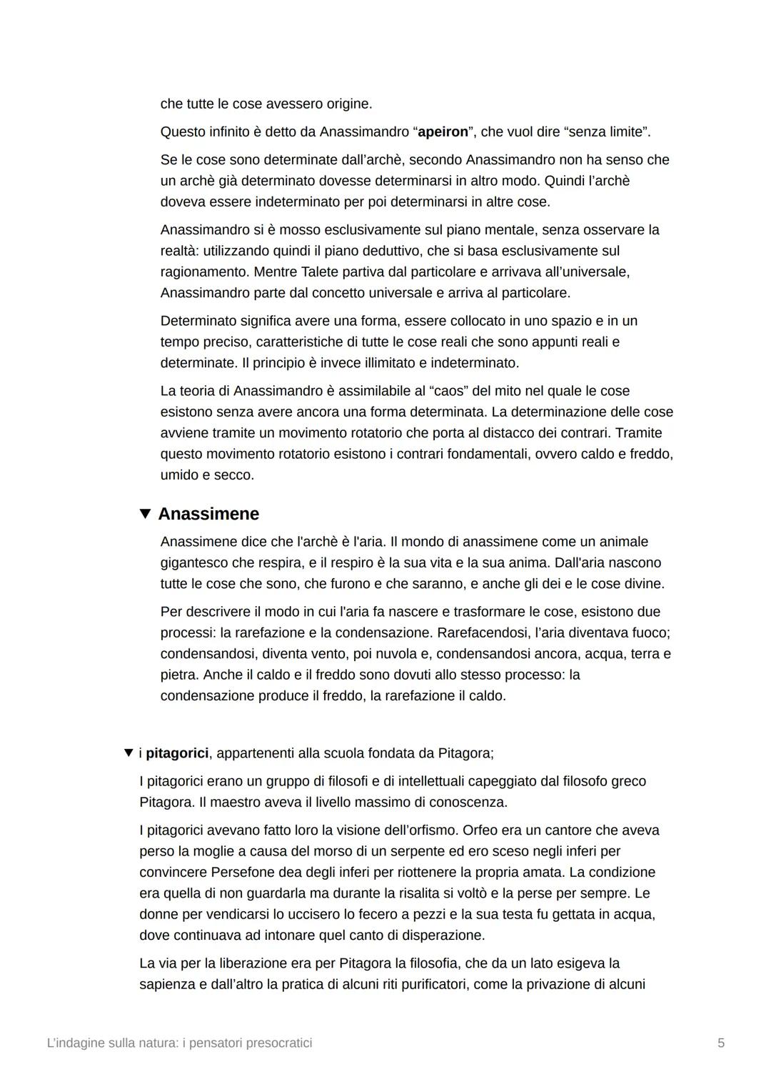 V
L'indagine sulla natura: i pensatori
presocratici
▼ La nascita della filosofia greca
La tradizione concorda nel ritenere che il pensiero f