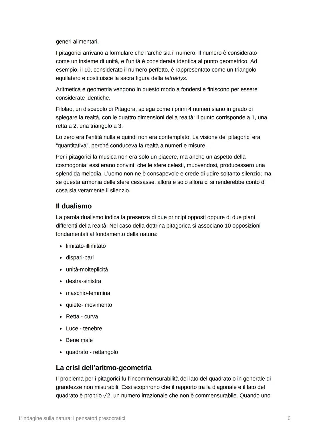 V
L'indagine sulla natura: i pensatori
presocratici
▼ La nascita della filosofia greca
La tradizione concorda nel ritenere che il pensiero f