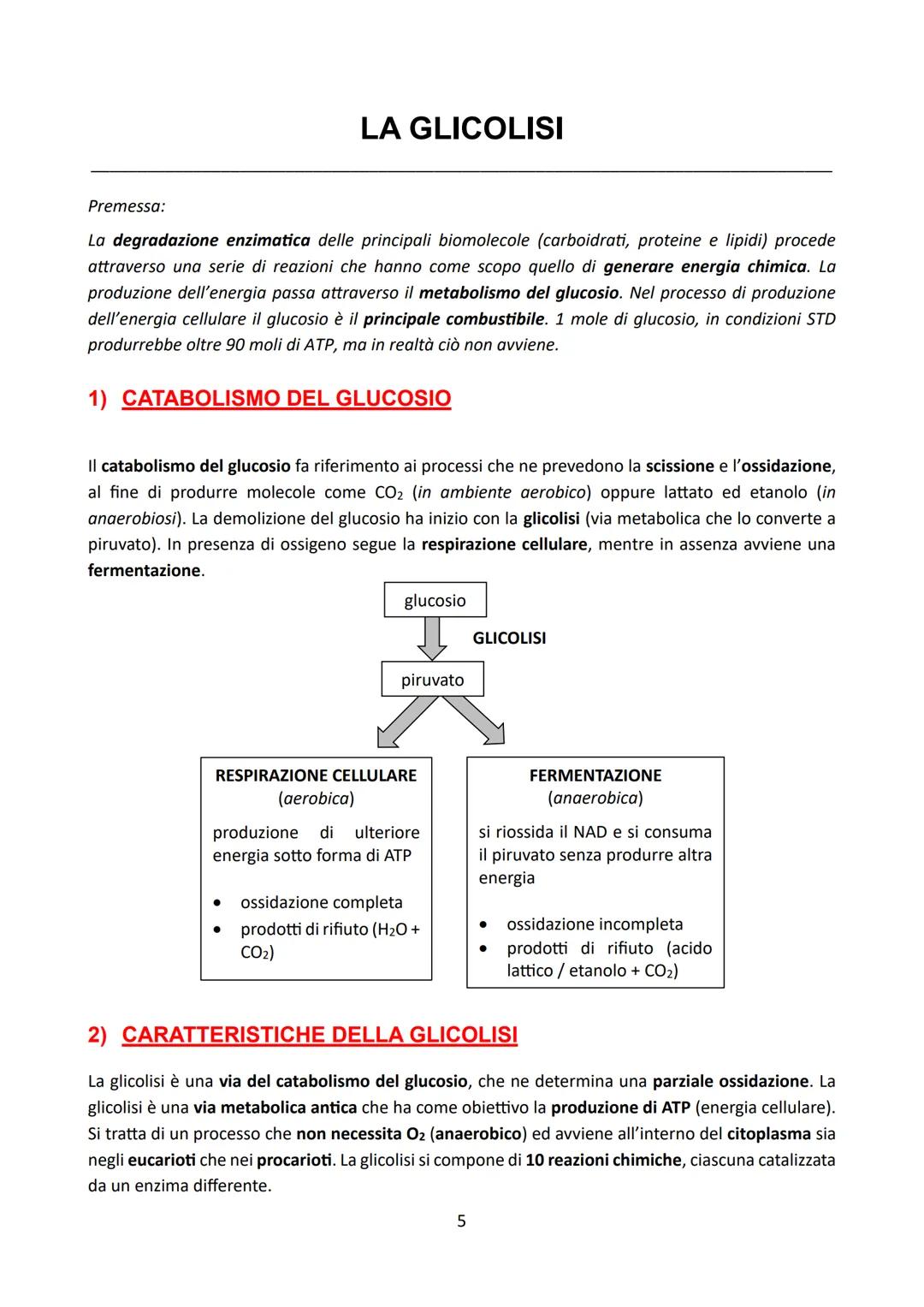 # LA GLICOLISI

Premessa:

La degradazione enzimatica delle principali biomolecole (carboidrati, proteine e lipidi) procede
attraverso una s