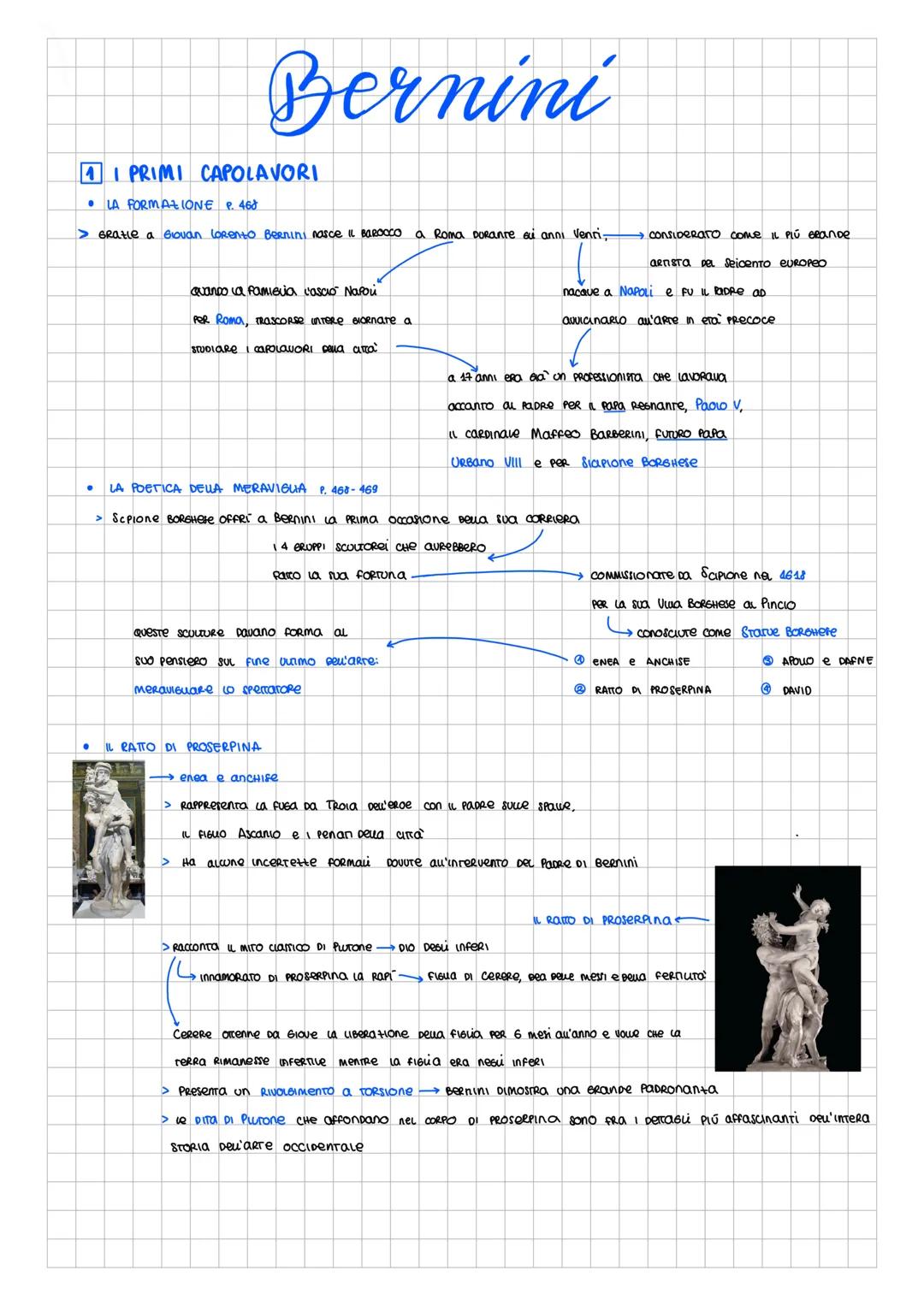 # Bernini

1I PRIMI CAPOLAVORI

*   LA FORMAZIONE P. 468

> Gratie a 6Giovan Lorento Bernini nasce & BAROCCO a Roma Dorante si anni Venti,

