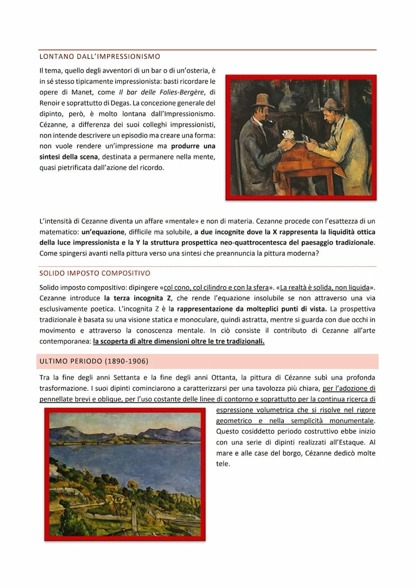 POST-IMPRESSIONISMO: CEZANNE
Dopo il primo "impulso rivoluzionario" dell'Impressionismo, nell'ultimo ventennio dell'Ottocento l'arte
europea