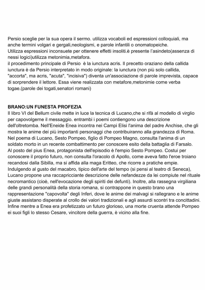 Lucano e Persio sono tra i protagonisti della fioritura letteraria che caratterizza l'età di
Nerone. Sebbene i generi a cui questi autori si