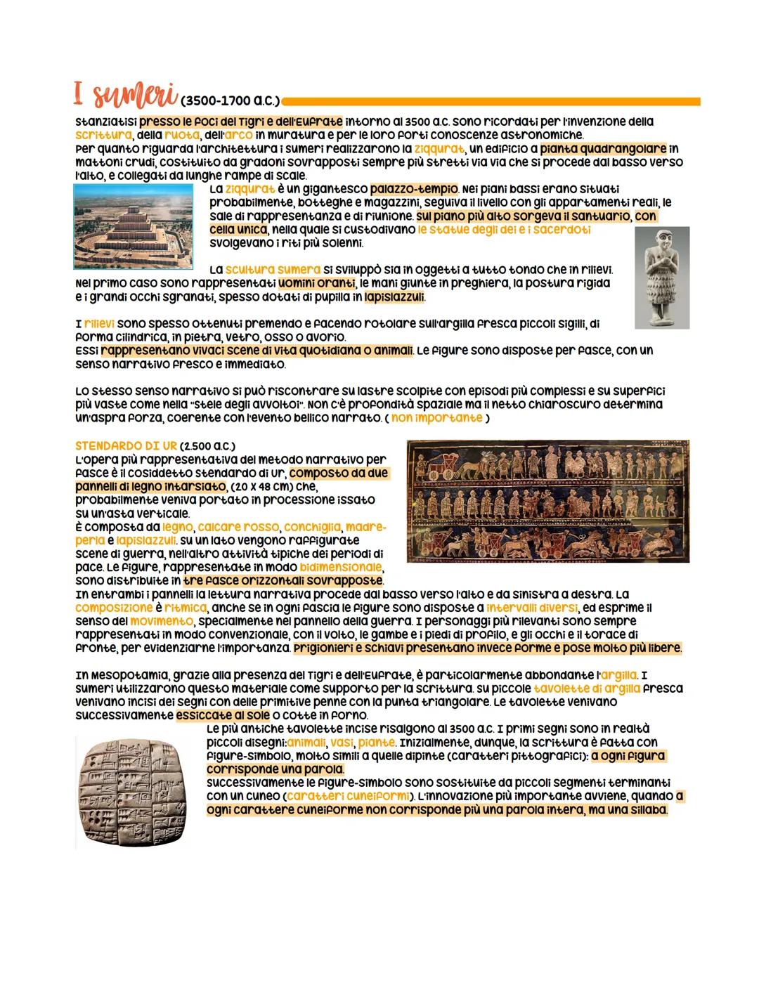 I sumeri (3500-1700 a.c.)
stanziatisi presso le poci del Tigri e dell'Eufrate intorno al 3500 a.c. sono ricordati per l'invenzione della
scr