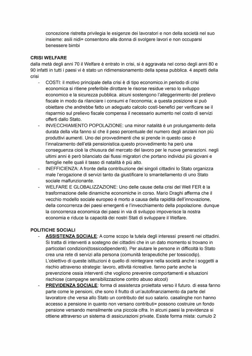 CHE COS'E IL WELFARE?
Welfare State o stato sociale è un insieme di politiche pubbliche, dirette a migliorare le
condizioni di vita garanten