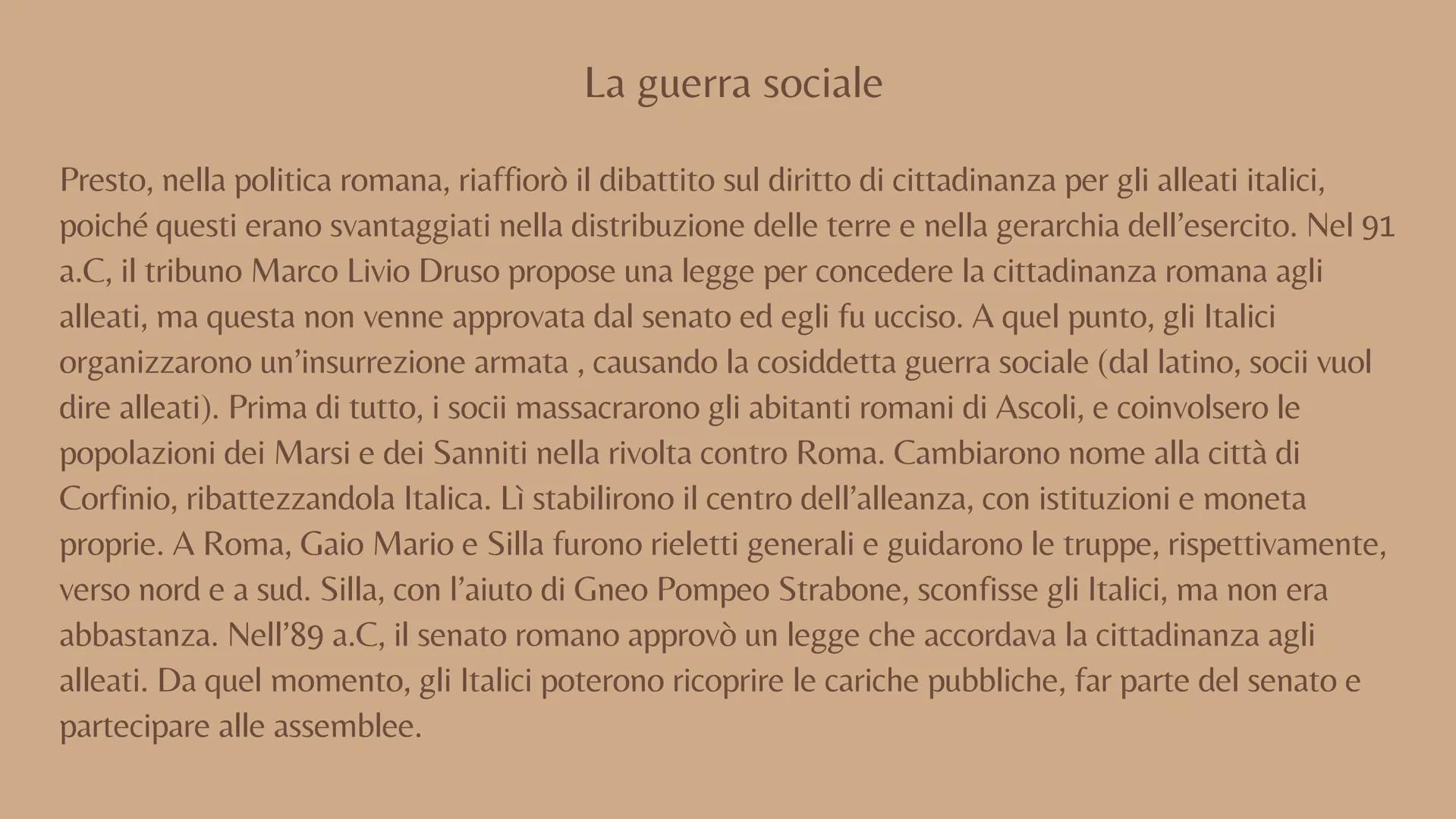 # La crisi della repubblica

I tentativi di riforma sociale dei Gracchi
Gaio Mario e le riforme dell'esercito
La guerra sociale e la prima g