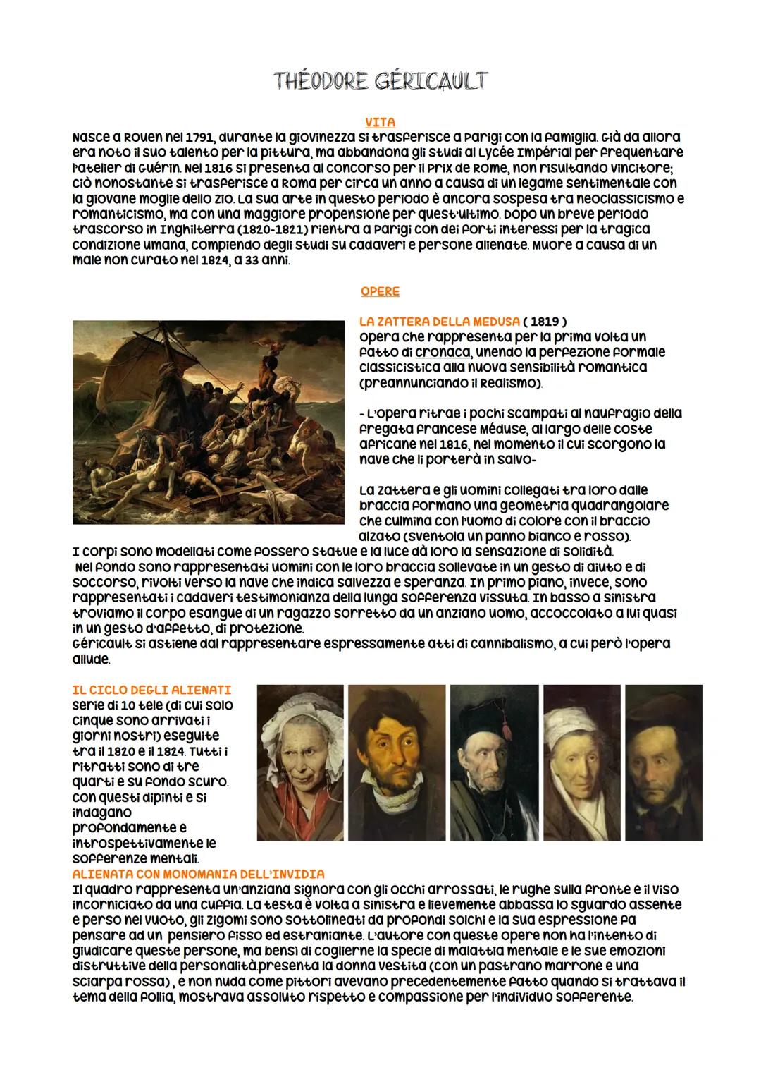 # THÉODORE GÉRICAULT

## VITA

Nasce a Rouen nel 1791, durante la giovinezza si trasferisce a Parigi con la famiglia. Già da allora
era noto