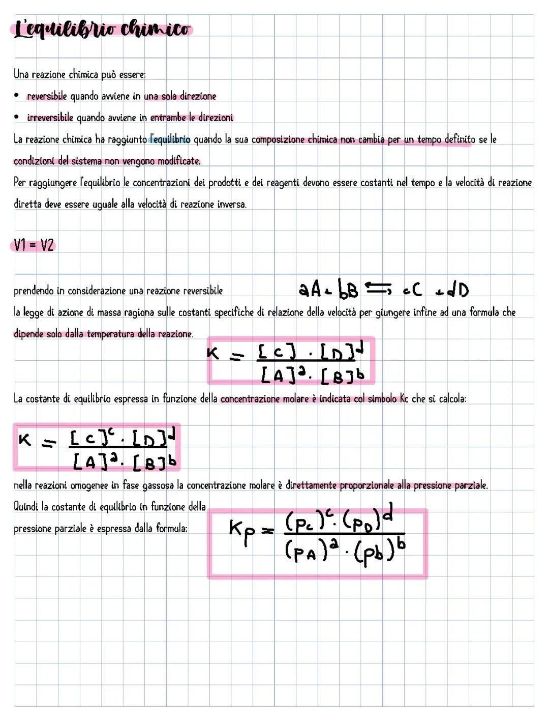 Scopri le Reazioni Chimiche: Equilibrio e Costanti Kc e Kp - Esempi e Principio di Le Chatelier