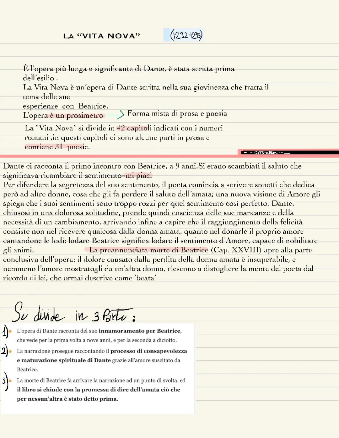 Vita Nova: Riassunto per Capitoli e Analisi dell'Amore di Dante