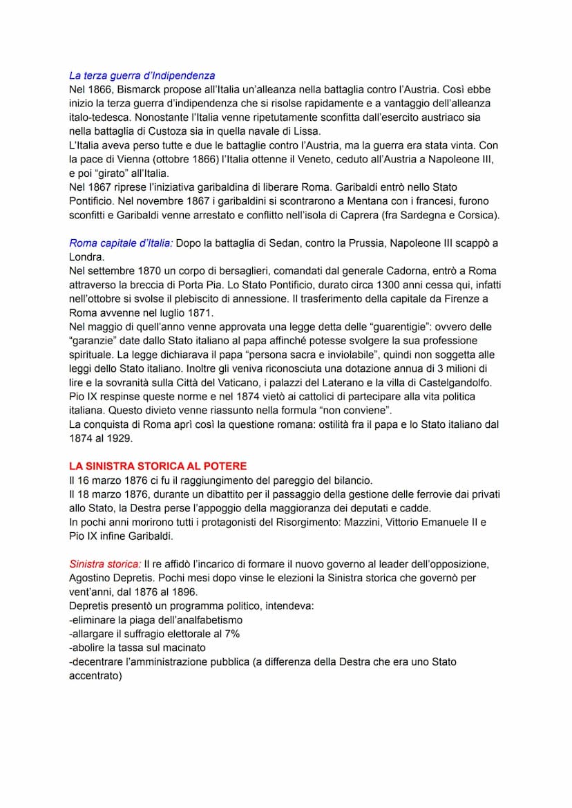 LA SPEDIZIONE DEI MILLE
La conclusione della seconda guerra d'indipendenza non significò il completo
rasserenamento della vita politica ital