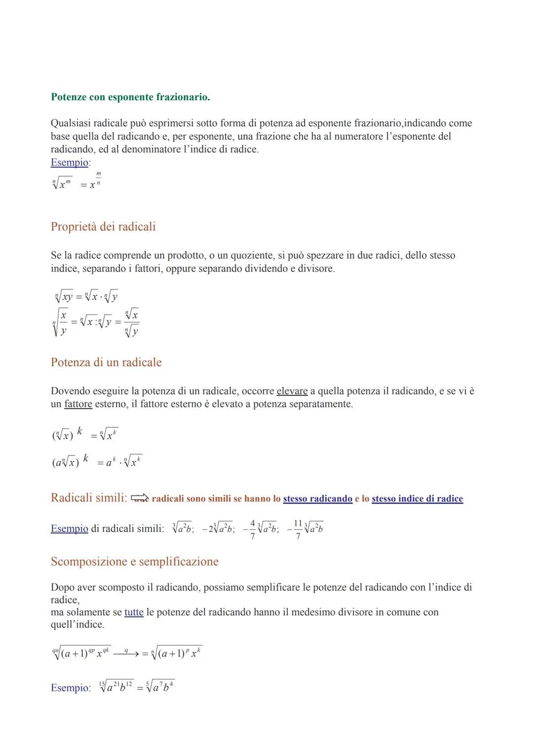 Impariamo ad operare con i radicali
√√x*
segno di radice, indice di radice, radicando, esponente del radicando: acquisterai familiarità
con 