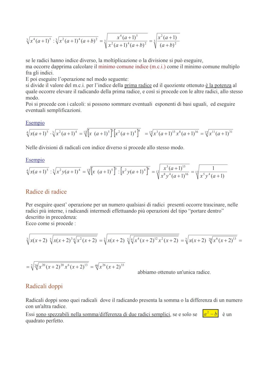 Impariamo ad operare con i radicali
√√x*
segno di radice, indice di radice, radicando, esponente del radicando: acquisterai familiarità
con 