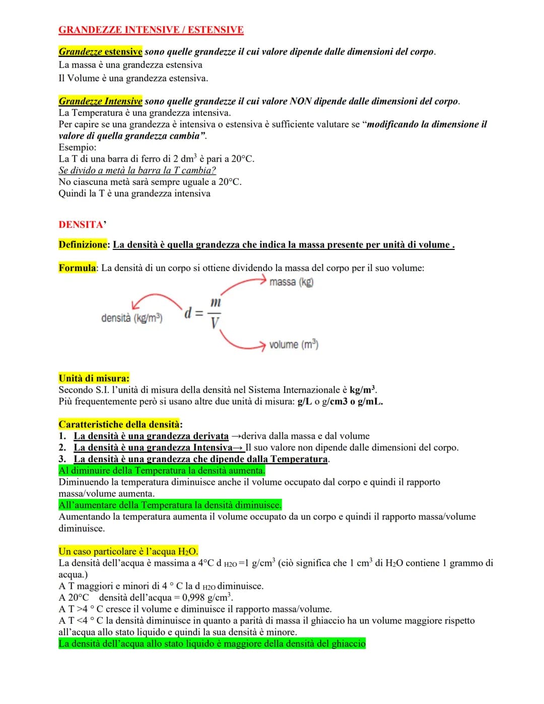 GRANDEZZE INTENSIVE/ESTENSIVE
Grandezze estensive sono quelle grandezze il cui valore dipende dalle dimensioni del corpo.
La massa è una gra