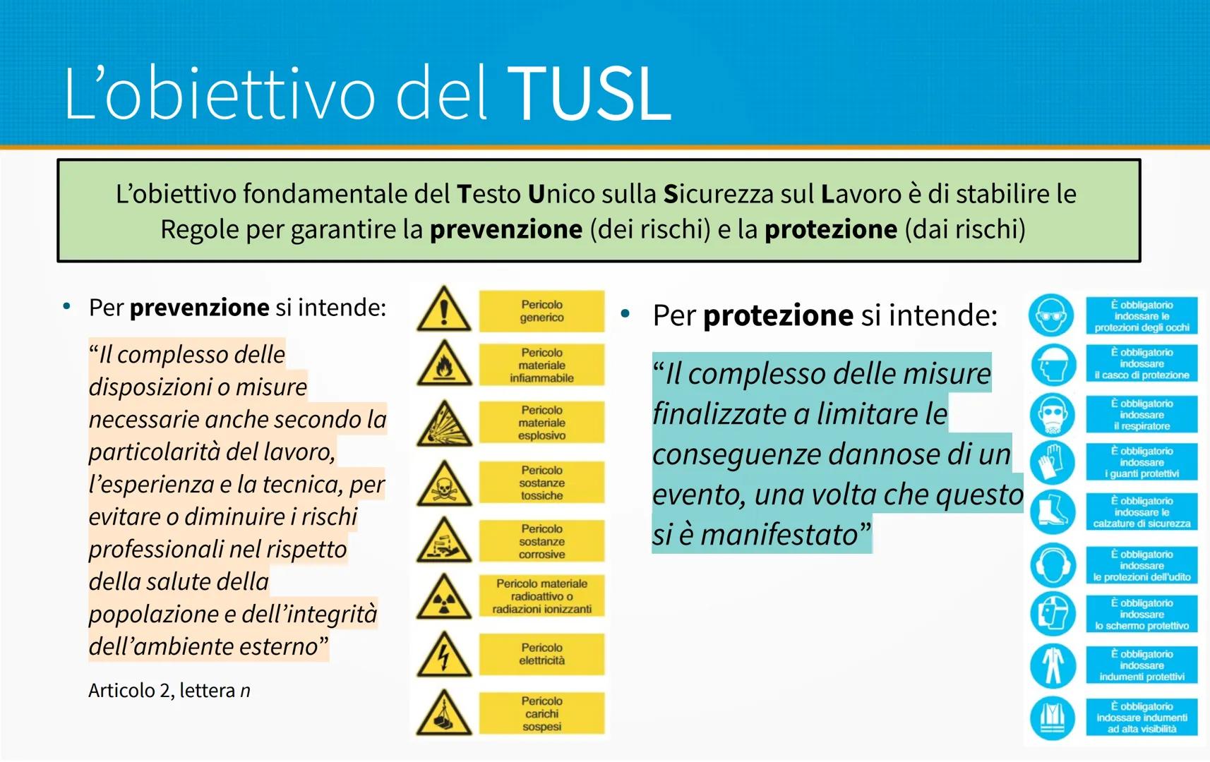 Sicurezza negli ambienti
di lavoro
- L'inquadramento normativo D.lgs 81/08
- Organizzazione della prevenzione aziendale
- Soggetti aziendali