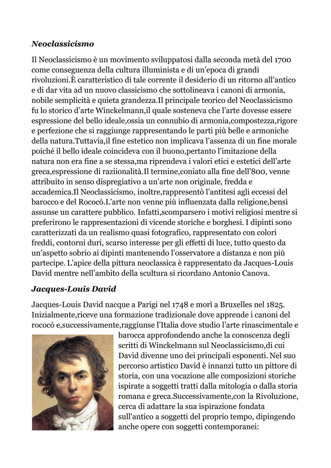 Neoclassicismo
Il Neoclassicismo è un movimento sviluppatosi dalla seconda metà del 1700
come conseguenza della cultura illuminista e di un'
