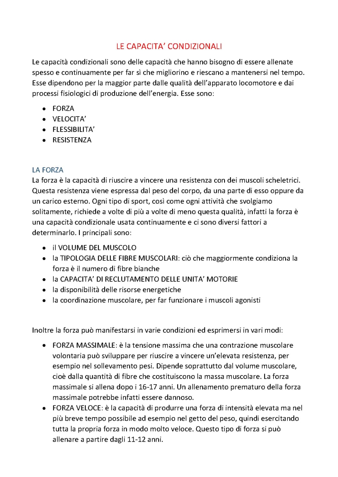 Capacità Coordinative e Condizionali: Schema e Esercizi per Ragazzi
