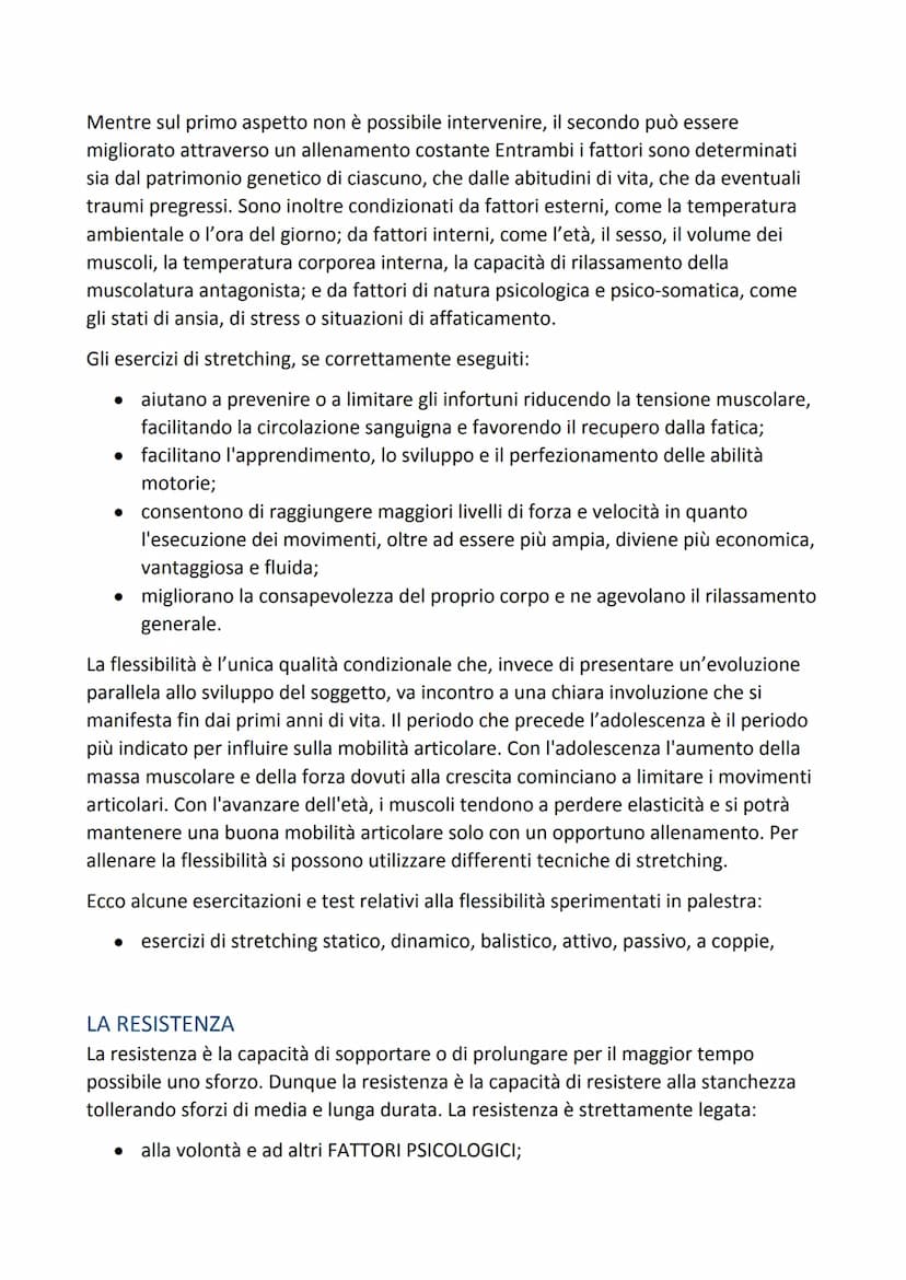 LE CAPACITA' CONDIZIONALI
Le capacità condizionali sono delle capacità che hanno bisogno di essere allenate
spesso e continuamente per far s