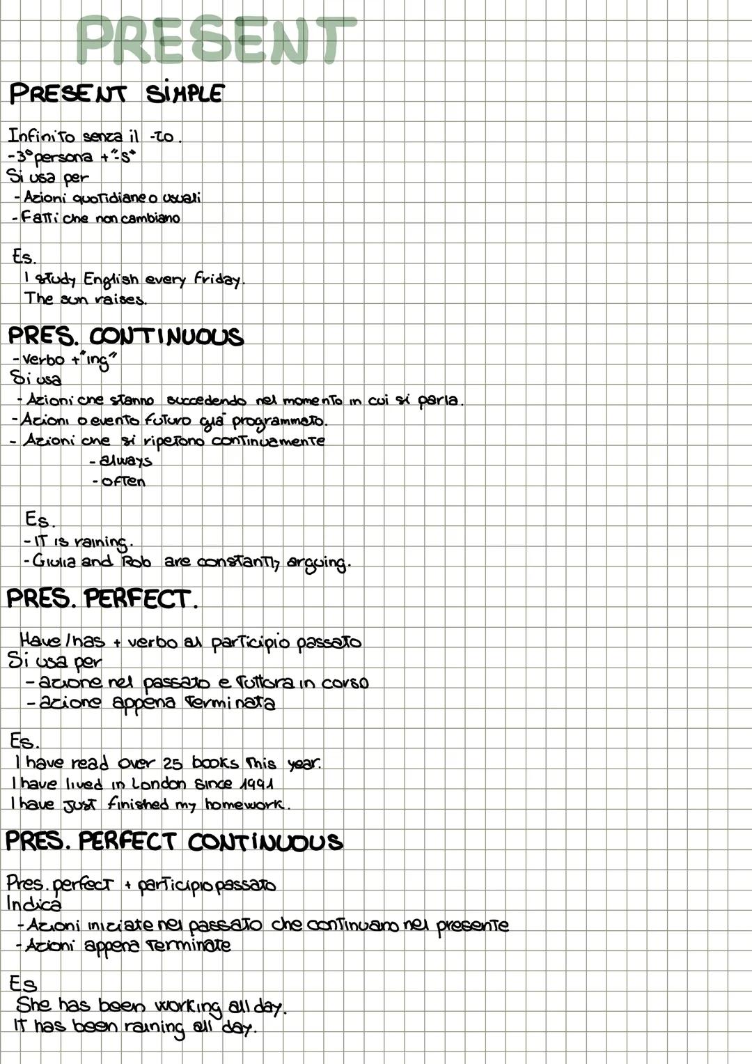 # GRAMMAR.

PRESENT.
ci sono 4 present.
- Simple
- ContinuoUS
- Perfect
-Perfect continuous

Future
ci sono u futuri
-
Simple - will
- simpl