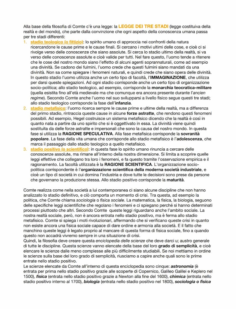 IL POSITIVISMO
Il positivismo è un movimento ottocentesco caratterizzato da un elemento peculiare: l'esaltazione
della scienza in tutte le s