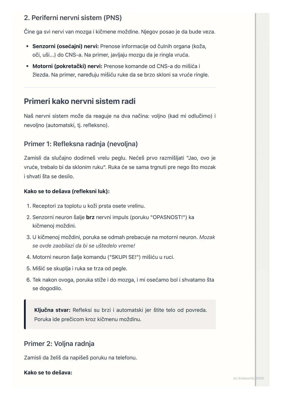 # Nervni sistem

Uvod u nervni sistem

Nervni sistem je najsloženiji sistem u našem telu. On je kao glavni kompjuter ili
komandni centar koj