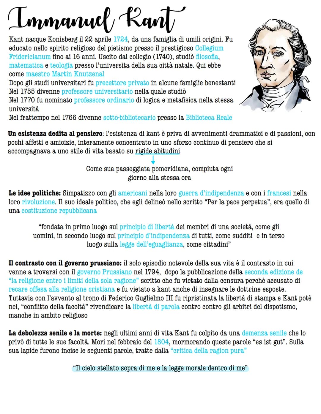
<p>Immanuel Kant nacque a Konisberg il 22 aprile 1724, da una famiglia di umili origini. Fu educato nello spirito religioso del pietismo pr
