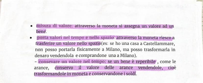 La moneta
La moneta serve come intermediaria negli scambi.
Un'attività economica nasce quando nascono gli scambi. Gli uomini
primitivi effet