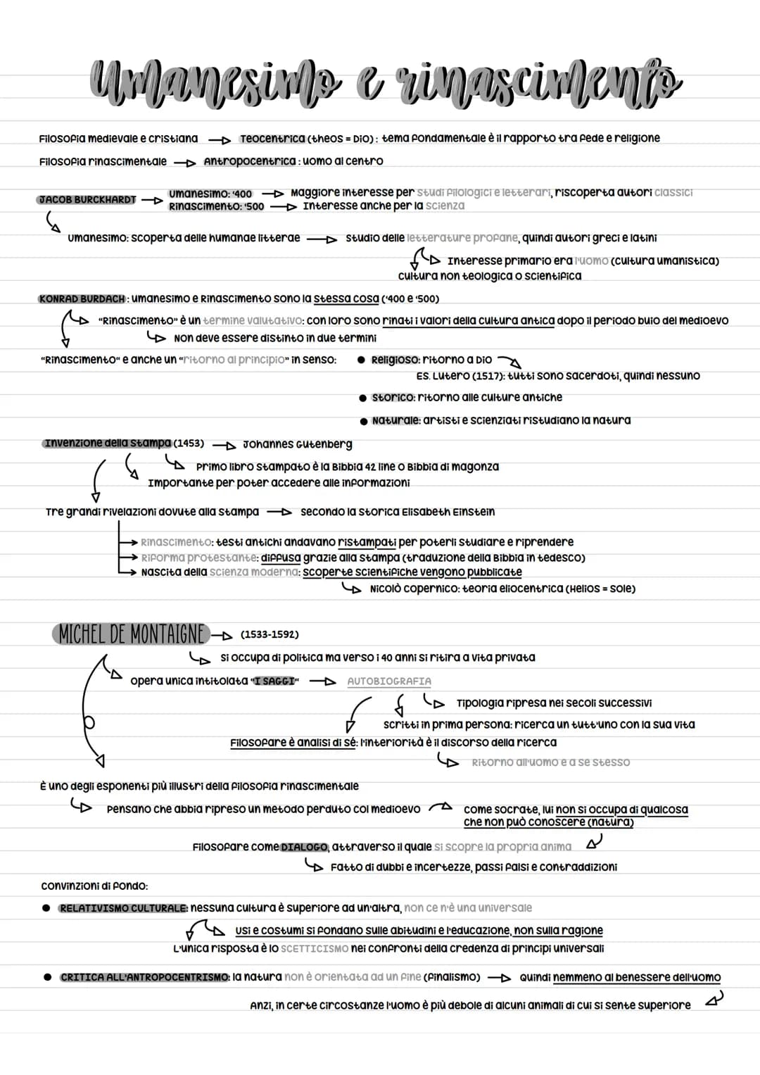 Umanesimo e rinasciments
Filosofia medievale e cristiana
Filosofia rinascimentale
JACOB BURCKHARDT
Teocentrica (theos = DiO): tema Pondament