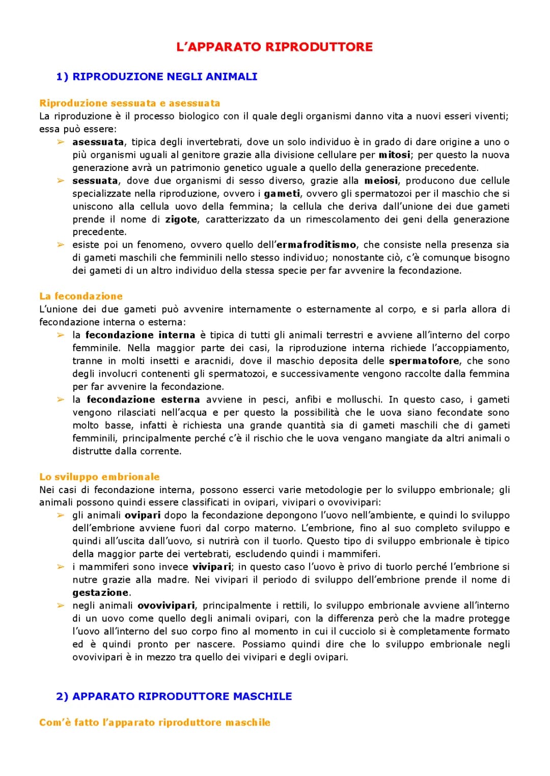 Apparato Riproduttore: Riassunto Zanichelli Video per Scuola Media