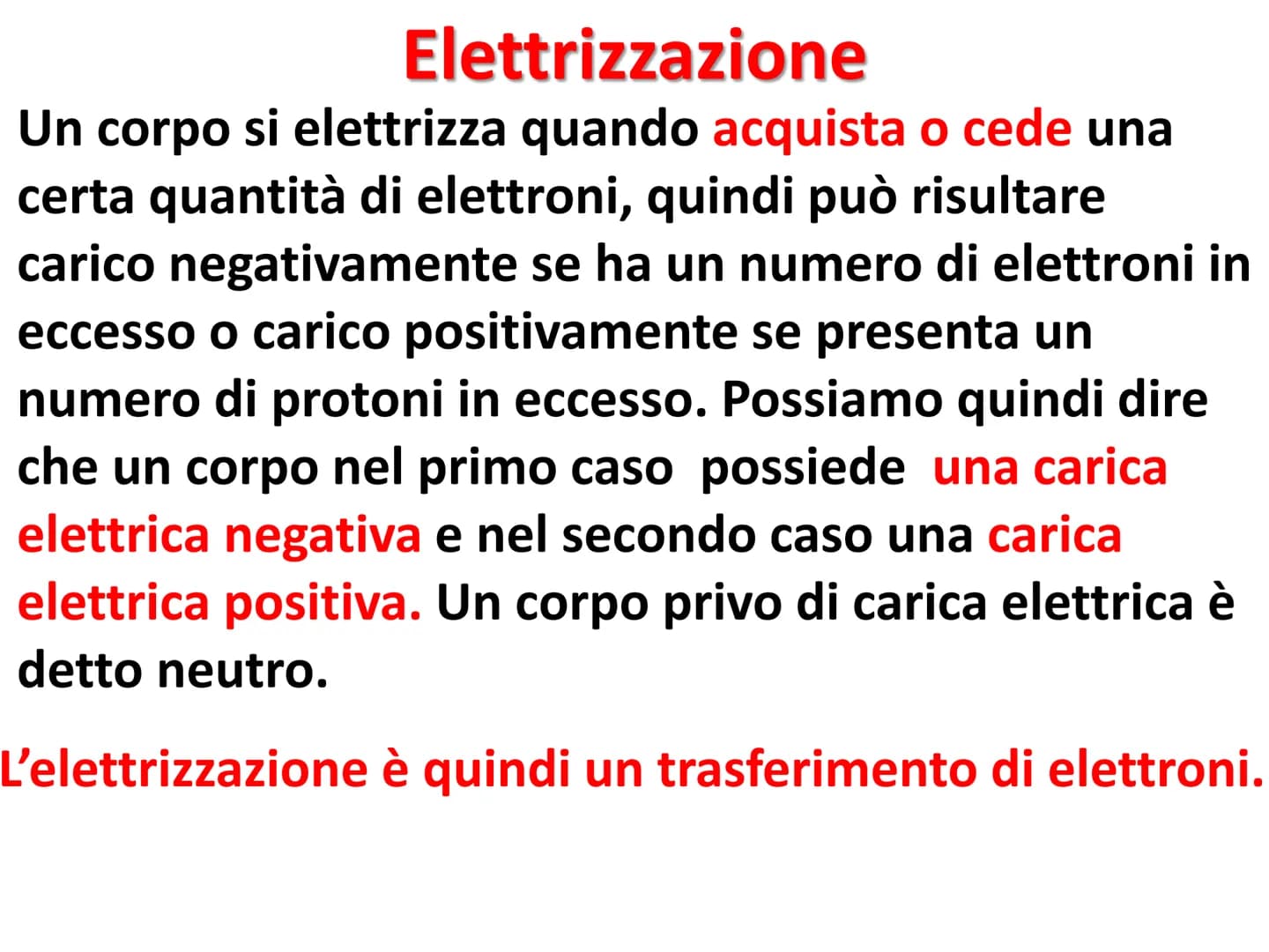 Cariche elettriche
Esistono due tipi di cariche elettriche: positive
(protoni) e negative (elettroni)" Elettrizzazione
<< Gli antichi greci 