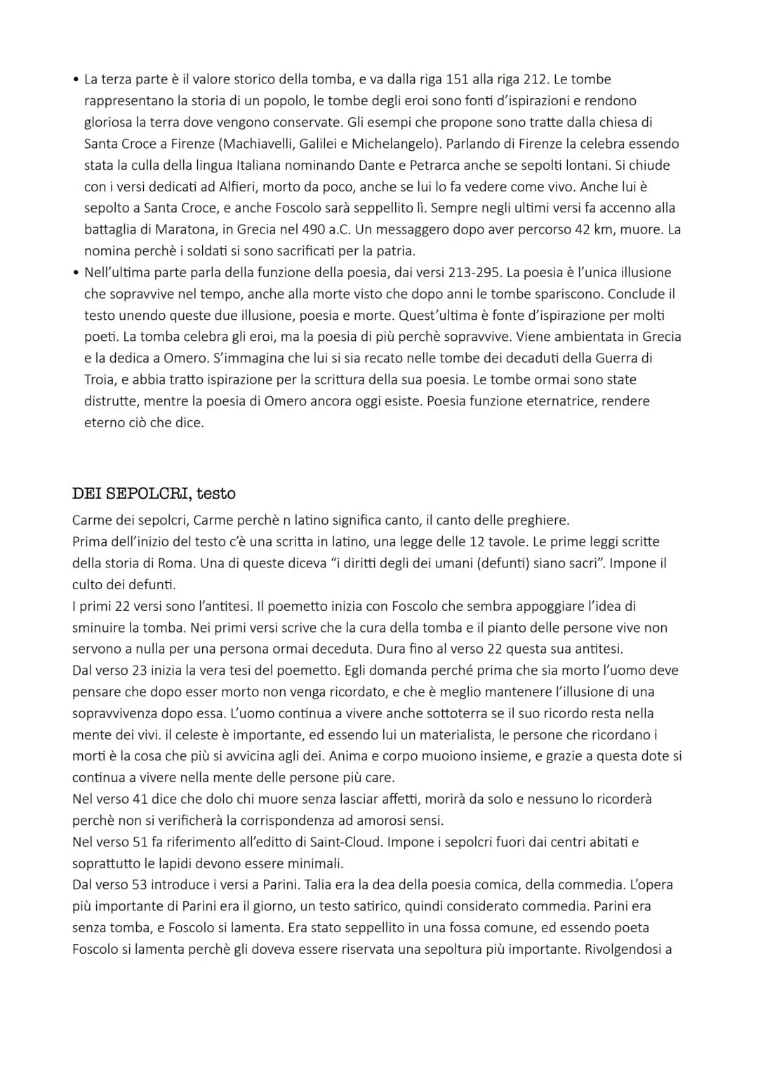 DEI SEPOLCRI, introduzione
Si tratta di un poemetto di 295 endecasillabi sciolti (no rime) sono anche un'epistola in versi. Hanno
un destina