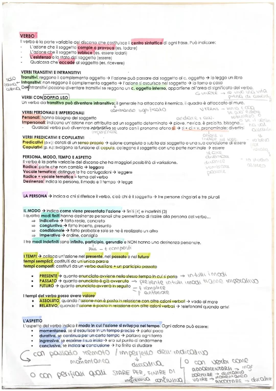 IL VERBO - grammatica italiana