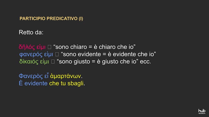 ΚΡΑΤΟΥΣ ΦΙΛΟΣΕ Ε
ΤΟΣΑΓΟΡΑΝΟΜΗ
IL PARTICIPIO PREDICATIVO
Ε
ΑΙΦΙΛΟΤΕΙΜΟ PARTICIPIO PREDICATIVO
Completa logicamente il verbo da cui dipende.
R