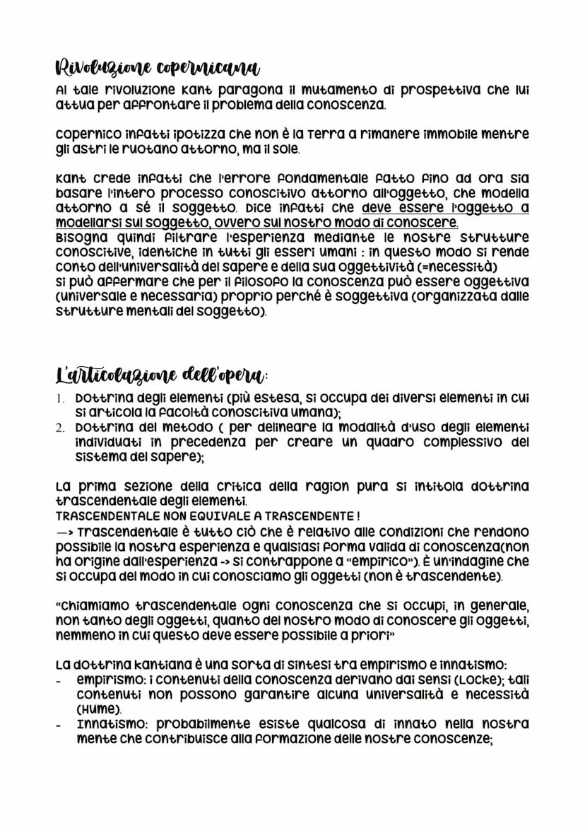 La critica della ragion pura
Dopo la dissertazione del 1770 trascorre circa 11 anni elaborando i
concetti fondamentali presenti poi nei test