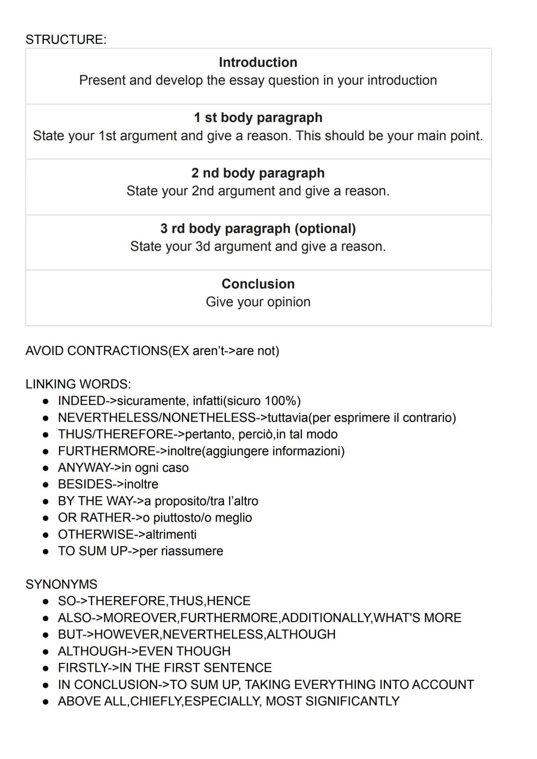 STRUCTURE:
Introduction
Present and develop the essay question in your introduction
1 st body paragraph
State your 1st argument and give a r