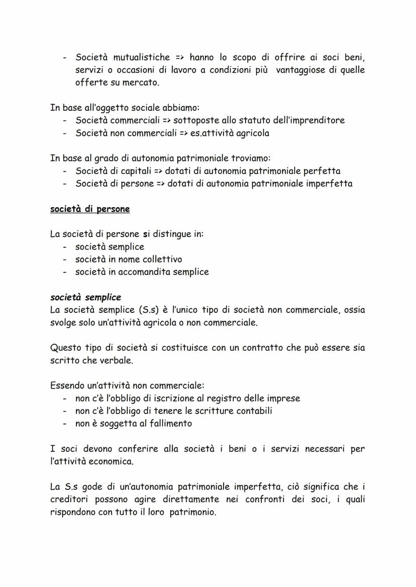 LA SOCIETÀ
Un'attività economica può essere esercitata dalla singola persona (impresa
individuale) o da più persone (impresa collettiva).
La