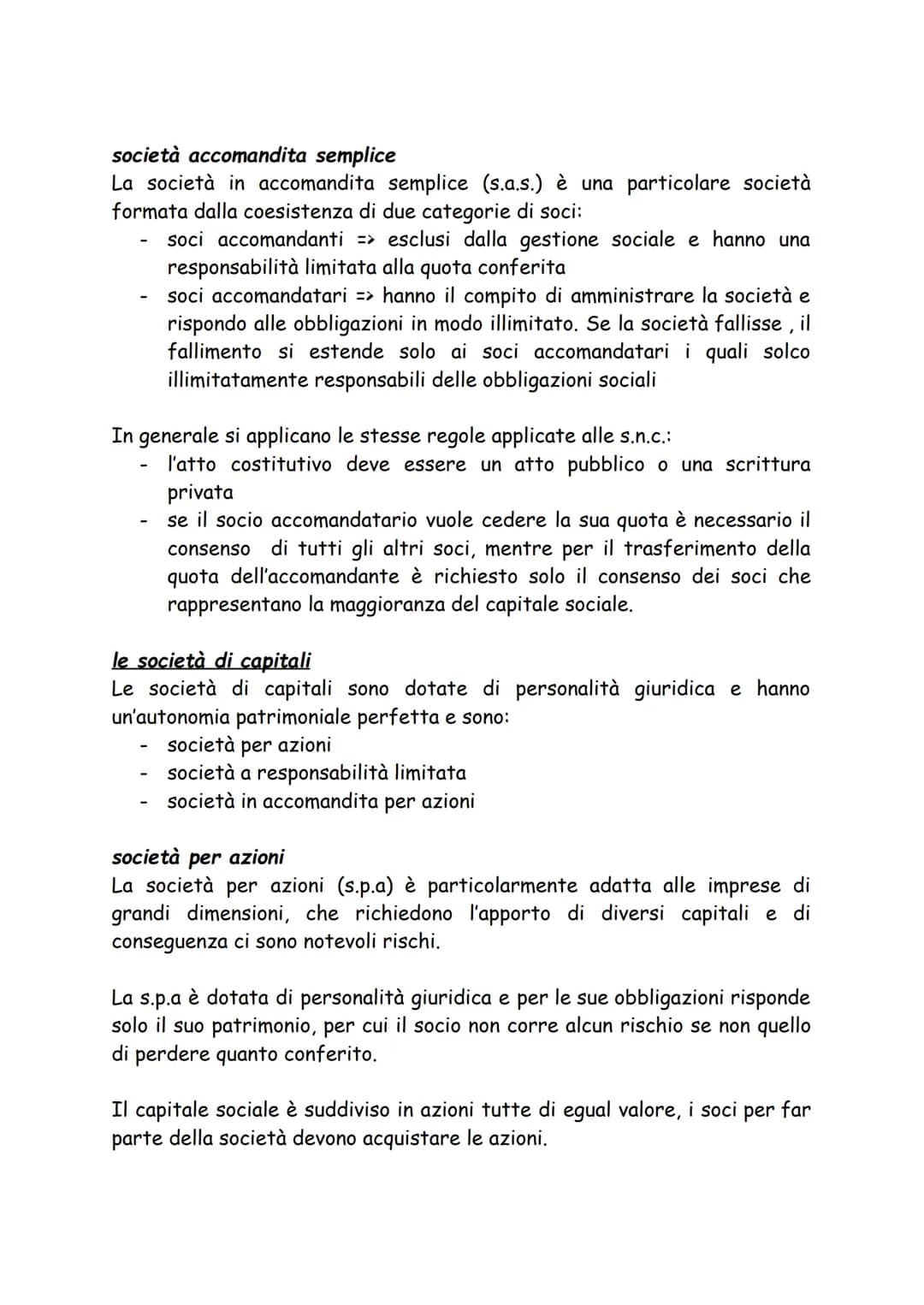 LA SOCIETÀ
Un'attività economica può essere esercitata dalla singola persona (impresa
individuale) o da più persone (impresa collettiva).
La