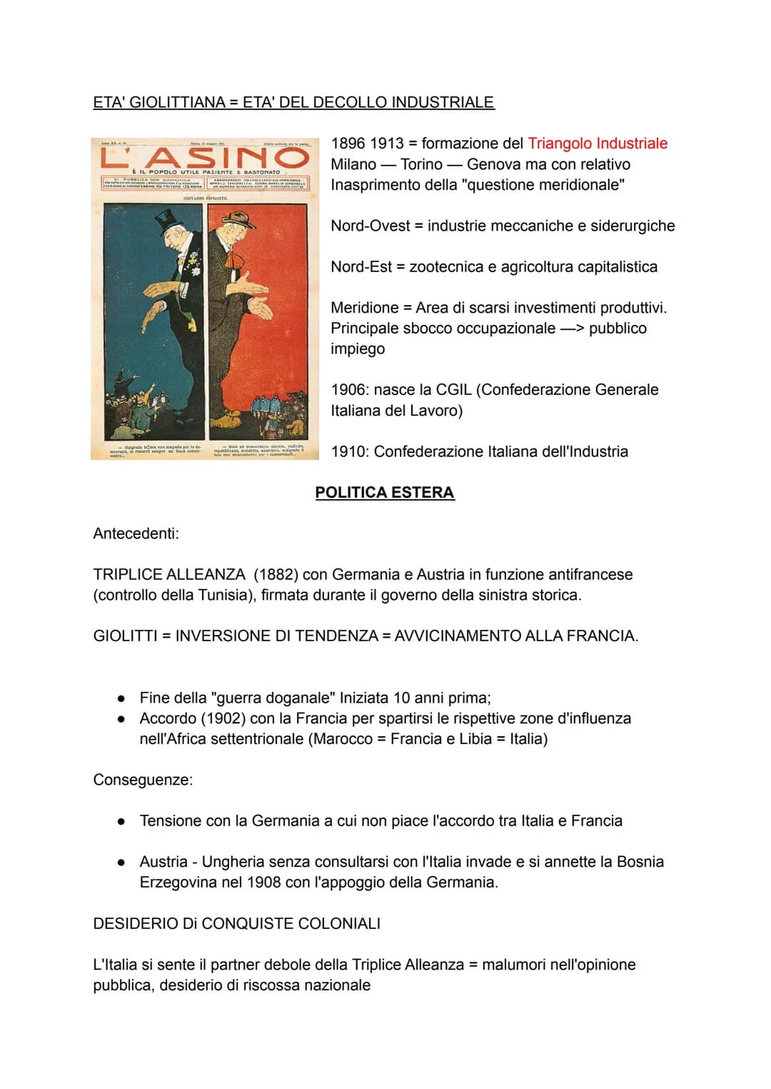 ●
L'ETA' GIOLITTIANA
Giovanni Giolitti dominò la scena politica italiana dall'inizio del
'900 al 1914, prima come Ministro dell'Interno e po