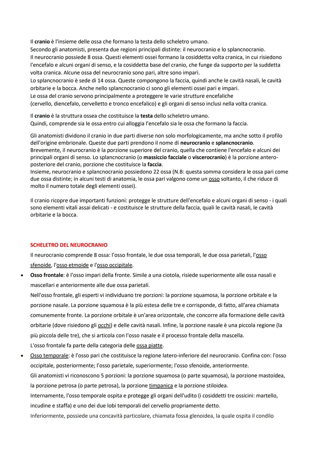 Ossa del Cranio: Studio Completo