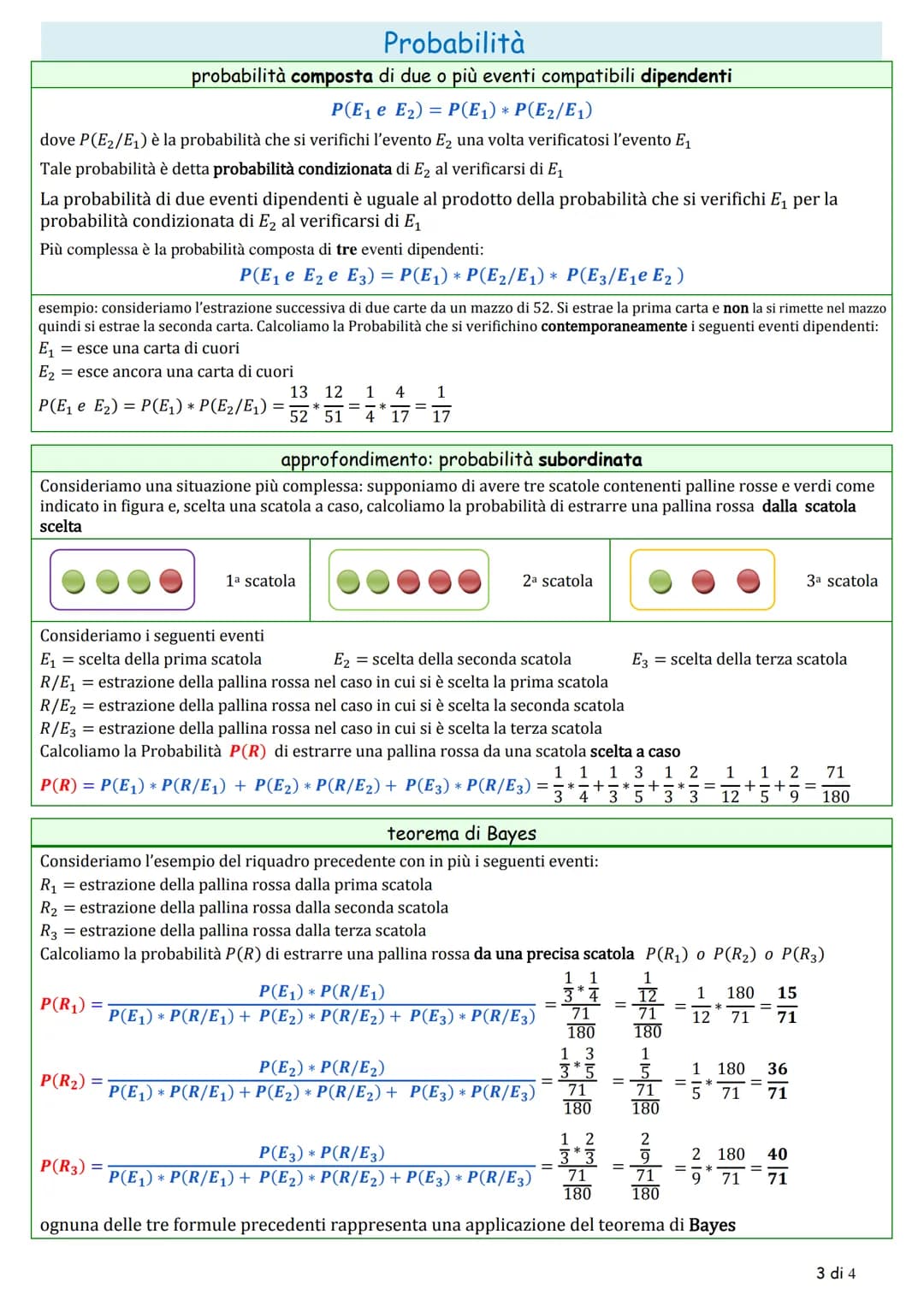 Probabilità
definizione classica di probabilità
numero di casi favorevoli
numero di casi possibili
P(E) è la probabilità che si verifichi l'