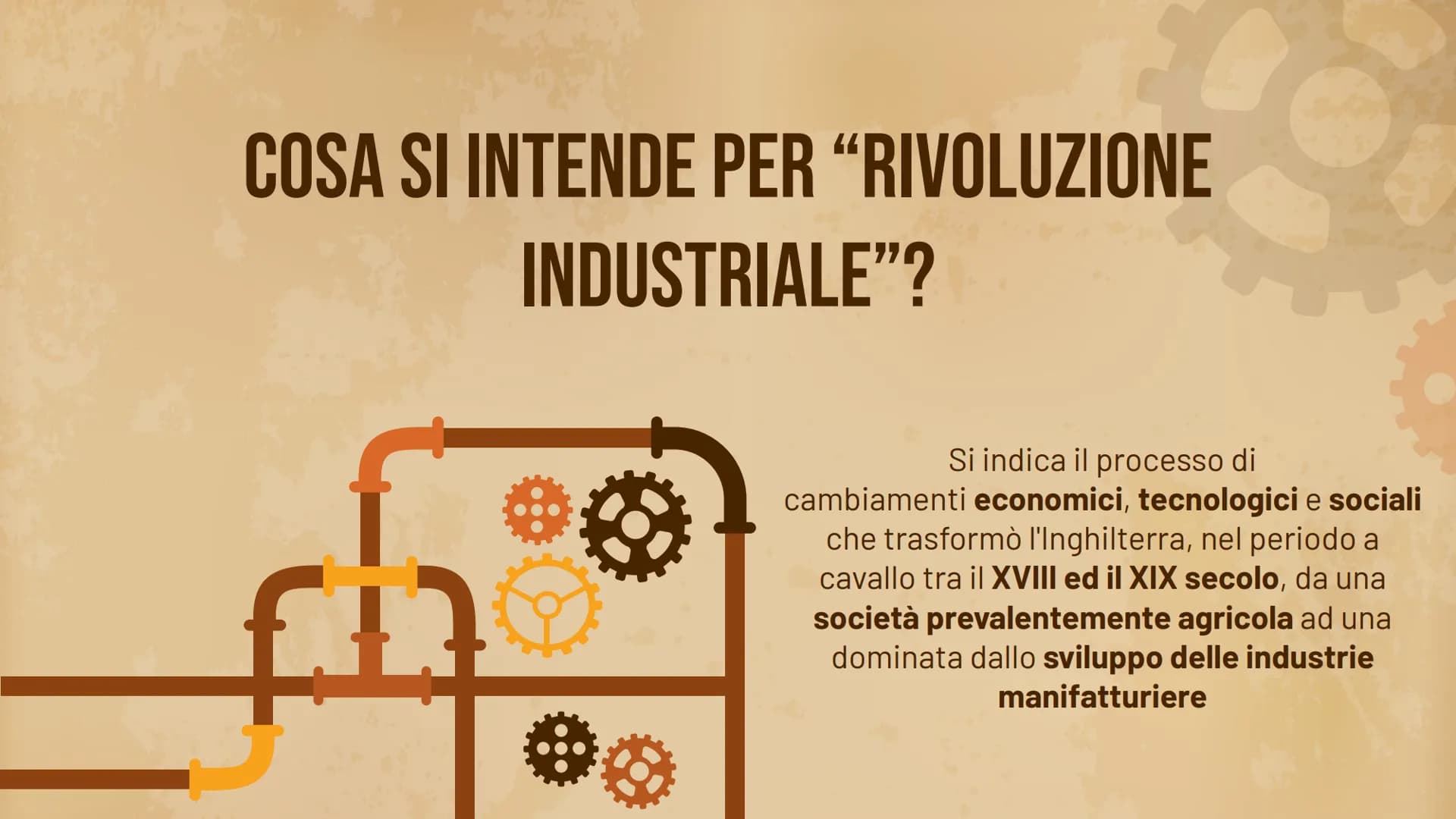 3
RIVOLUZIONE
INDUSTRIALE
JUJ
t 01
DEFINIZIONE
03
INVENZIONI
02
CONTESTO STORICO
04
EFFETTI H
C
01
DEFINIZIONE
"Rivoluzione industriale": un