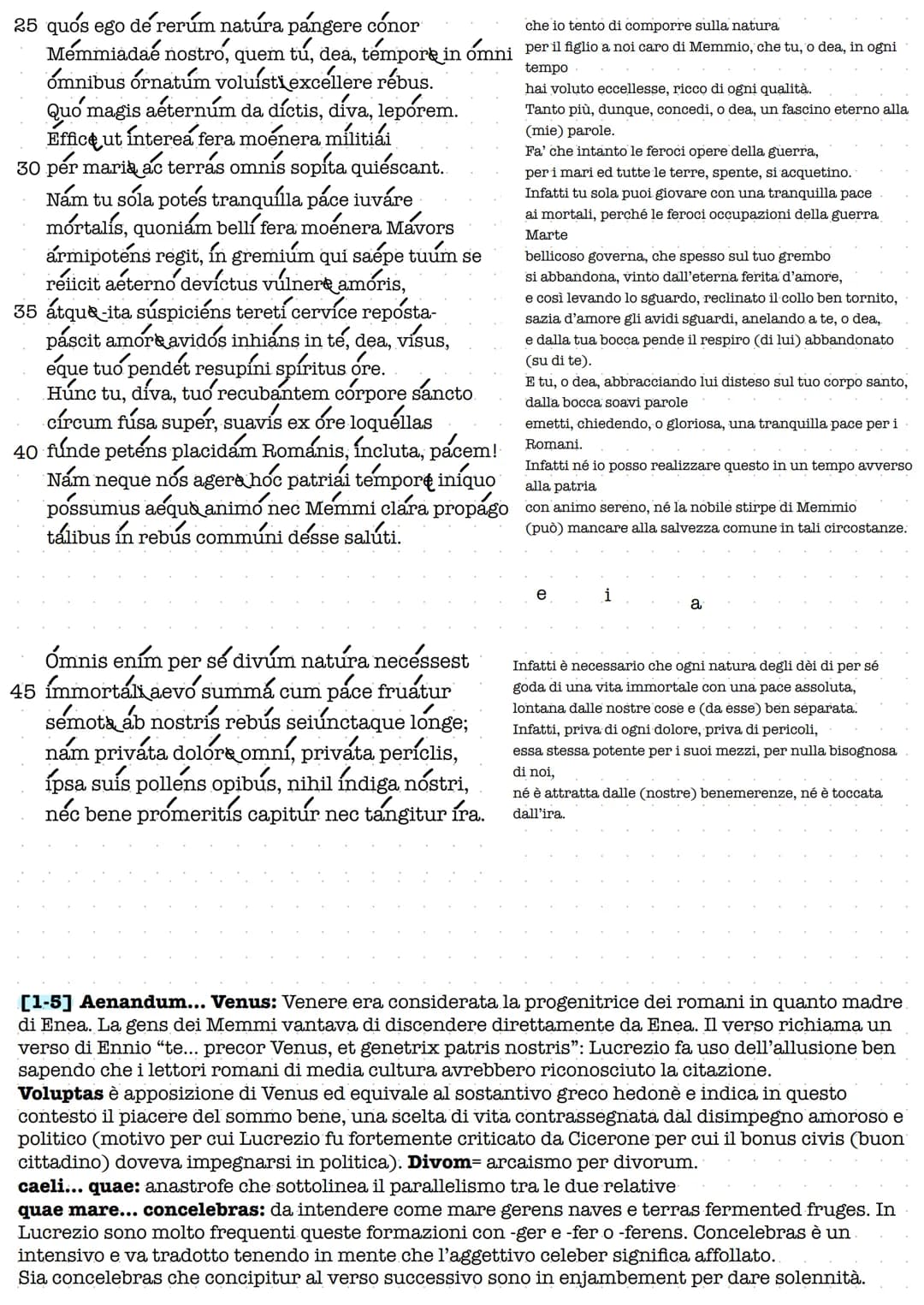 Lucrezio: commento, metrica, analisi, traduzione
Metro: esametro
27|⌒⌒|⌒|||
Inno a Venere (vv 1-49)
Dedica a Venere nei primi versi del poem