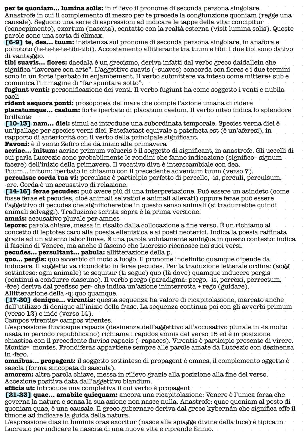 Lucrezio: commento, metrica, analisi, traduzione
Metro: esametro
27|⌒⌒|⌒|||
Inno a Venere (vv 1-49)
Dedica a Venere nei primi versi del poem