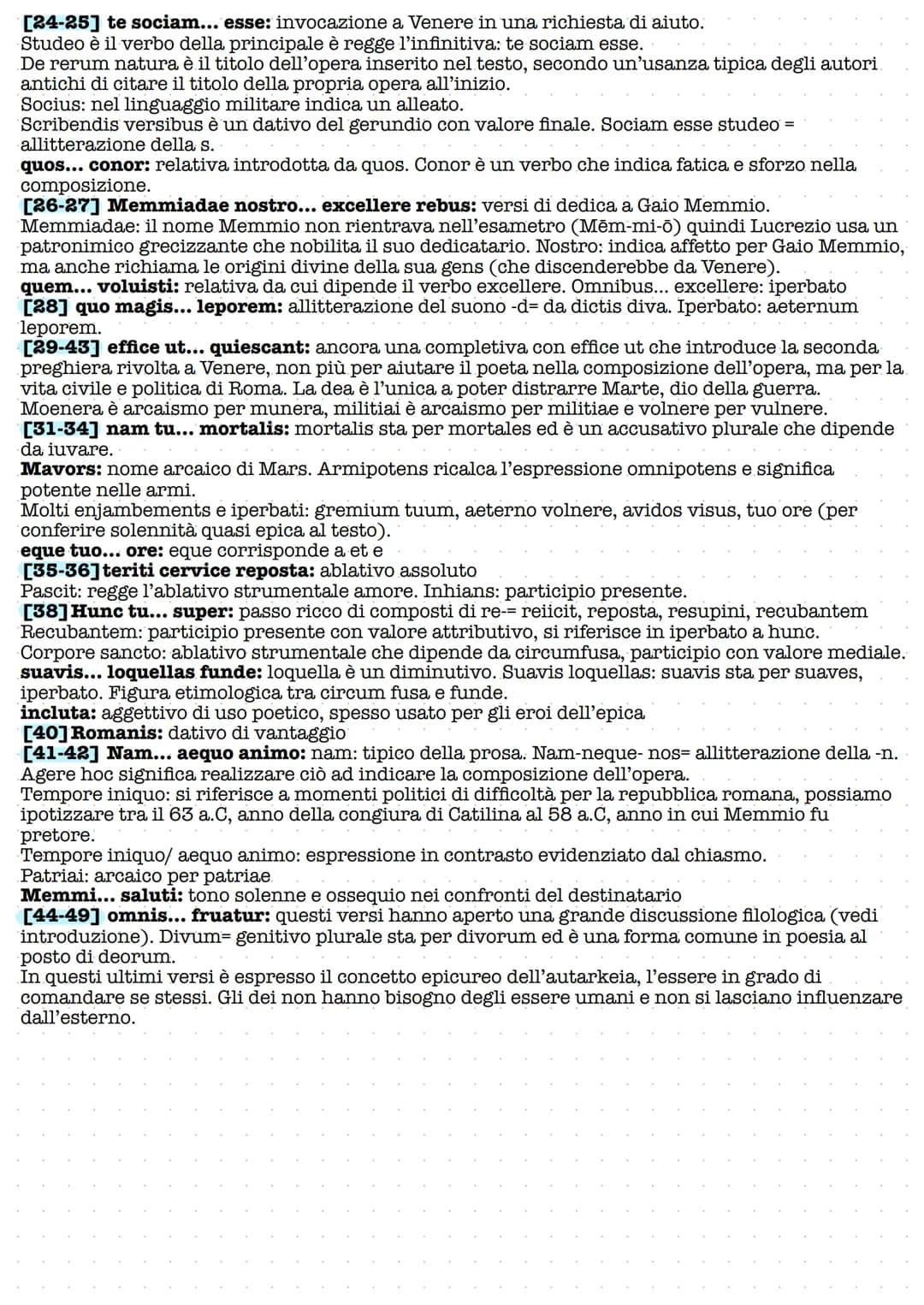 Lucrezio: commento, metrica, analisi, traduzione
Metro: esametro
27|⌒⌒|⌒|||
Inno a Venere (vv 1-49)
Dedica a Venere nei primi versi del poem