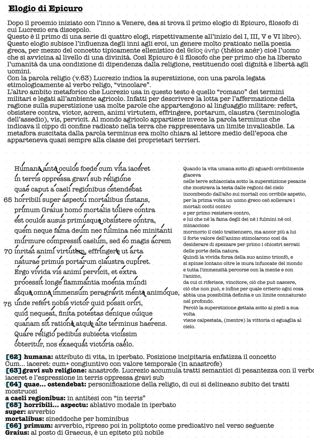 Lucrezio: commento, metrica, analisi, traduzione
Metro: esametro
27|⌒⌒|⌒|||
Inno a Venere (vv 1-49)
Dedica a Venere nei primi versi del poem
